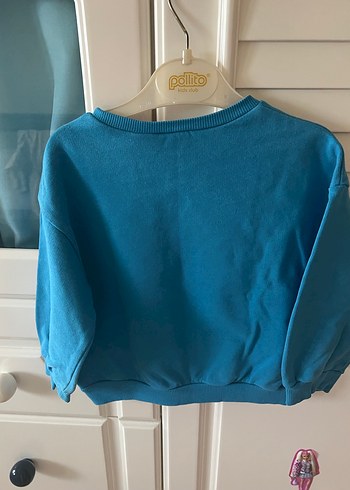 Kız Çocuk Mavi Baskılı Sweatshirt - Görsel 4