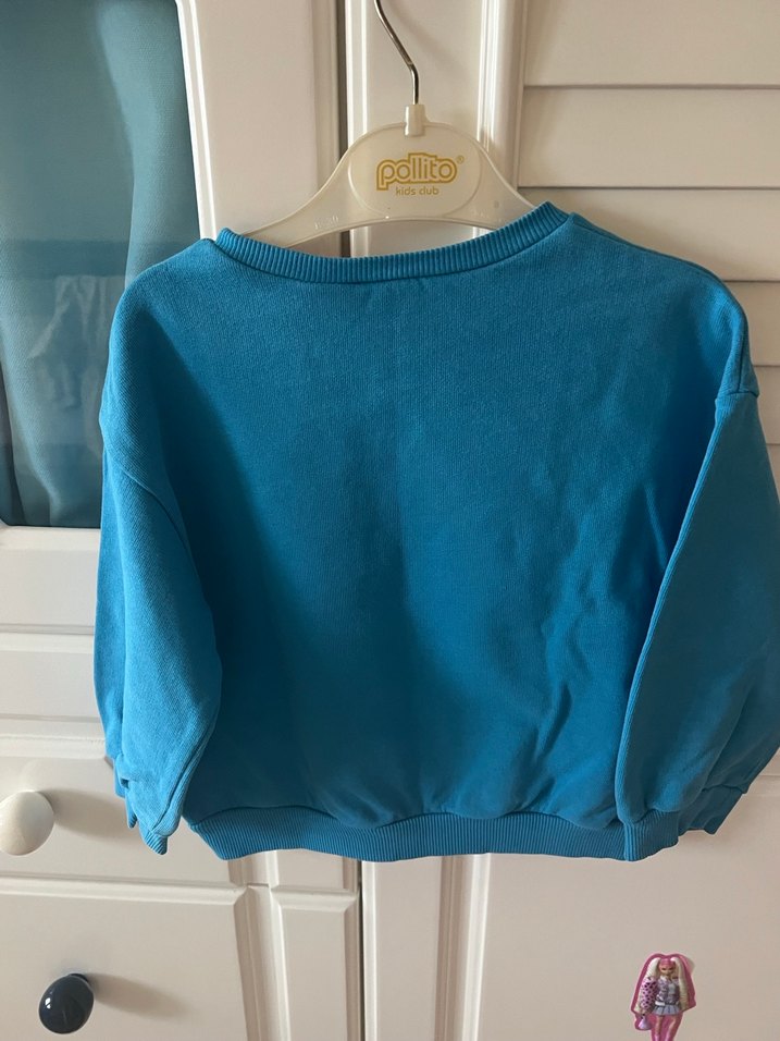 Kız Çocuk Mavi Baskılı Sweatshirt - Görsel 4