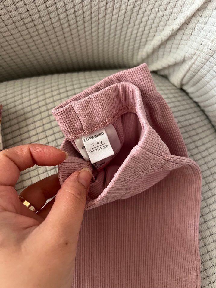 Pembe Kadife Pilili Kız Tayt - Görsel 3