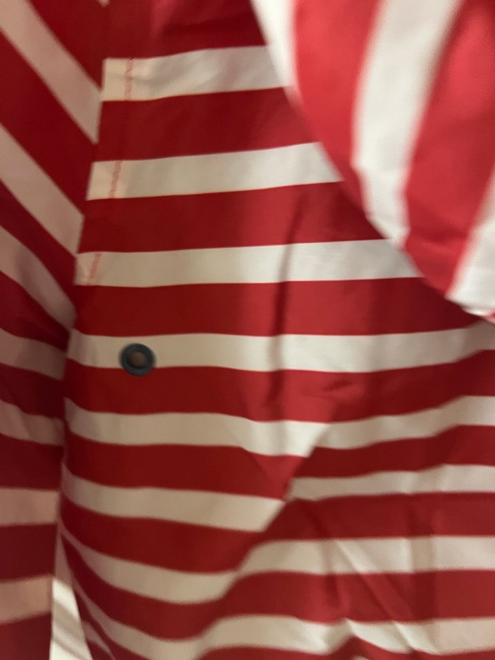 Çocuk Kırmızı Çizgili Fermuarlı Yağmurluk - Görsel 4