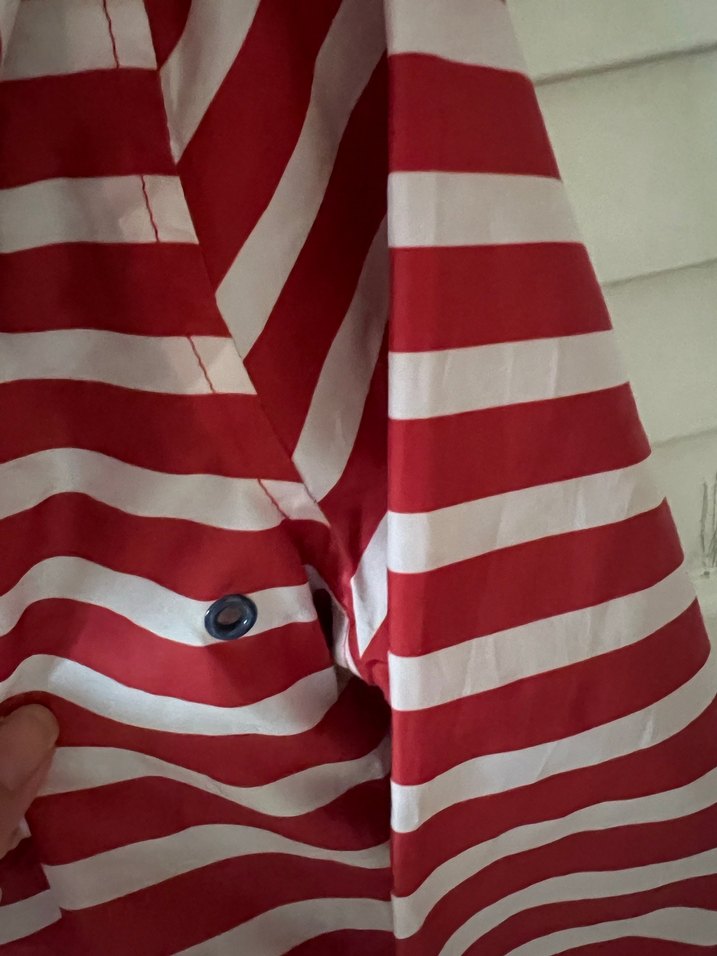 Çocuk Kırmızı Çizgili Fermuarlı Yağmurluk - Görsel 5