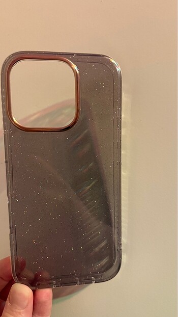 Iphone 16 pro Antrasit simli seffaf Kilif