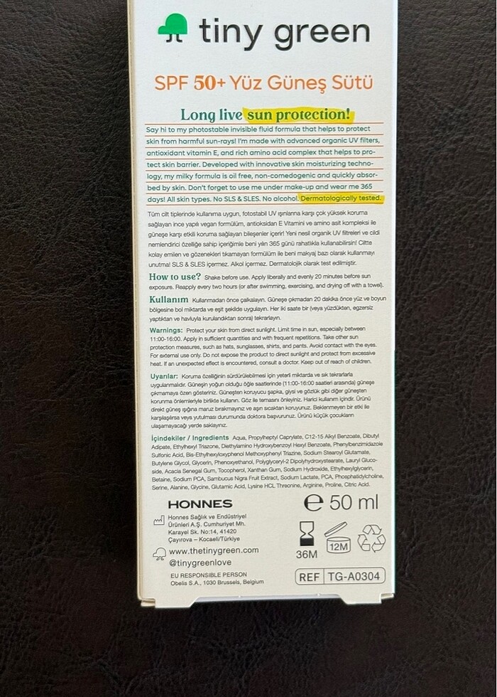Tiny Green vegan 50+ faktor gunes kremi - Görsel 3