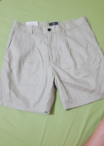 H&M Bej Keten Unisex Şort Regular Fit