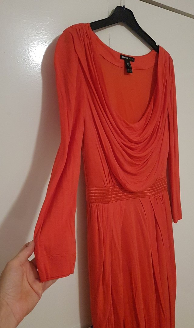 Mango degaje yaka yarım kollu Midi Elbise - Görsel 3