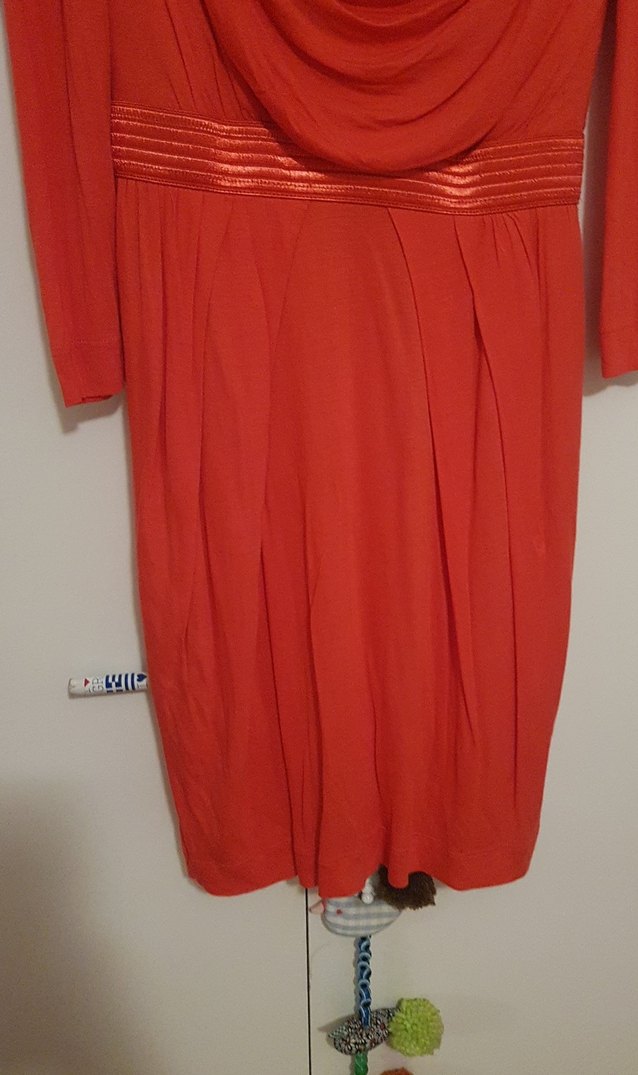 Mango degaje yaka yarım kollu Midi Elbise - Görsel 5