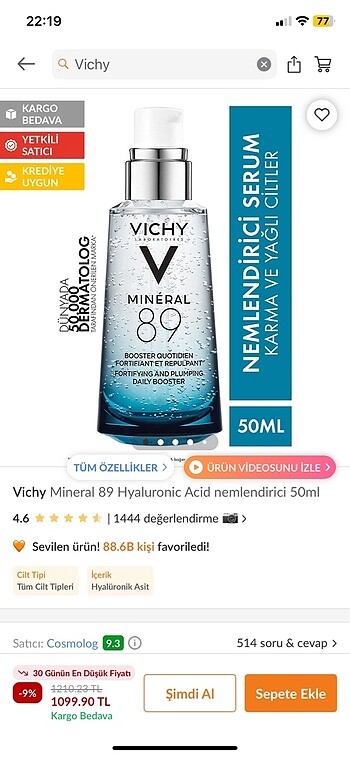  Beden vichy mineral 89 hyaluranic acid serum