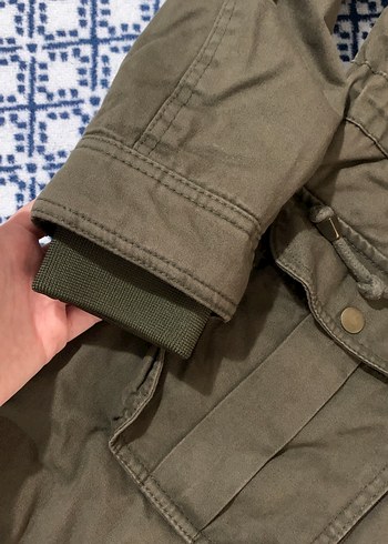 Kapüşonlu Haki Yeşil Kadın Ceket - Görsel 5