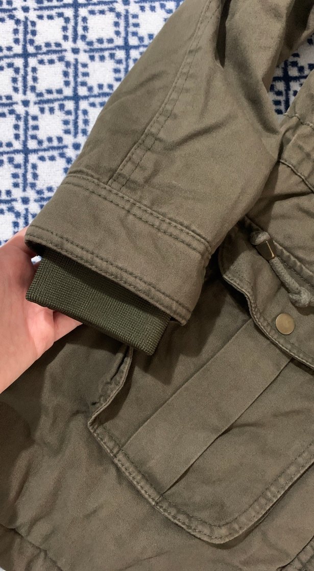 Kapüşonlu Haki Yeşil Kadın Ceket - Görsel 5