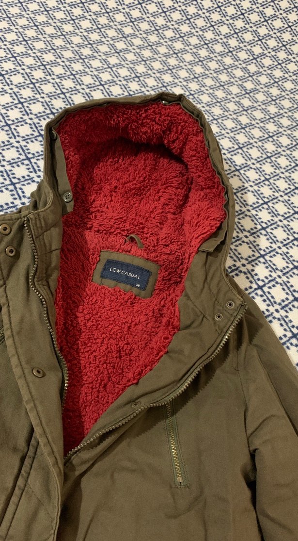 Kapüşonlu Haki Yeşil Kadın Ceket - Görsel 3