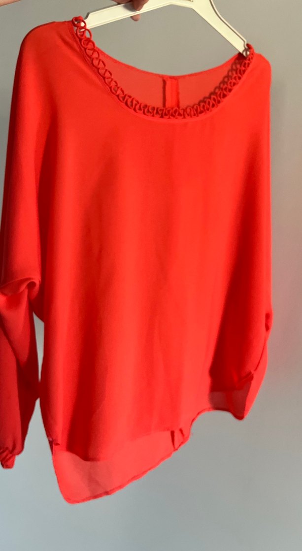 Nar çiçeği Zincir Detaylı Uzun Kollu Kadın Bluz - Görsel 2