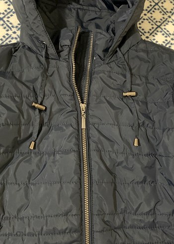 Lacivert Kapüşonlu Kadın Kışlık Mont - Görsel 2