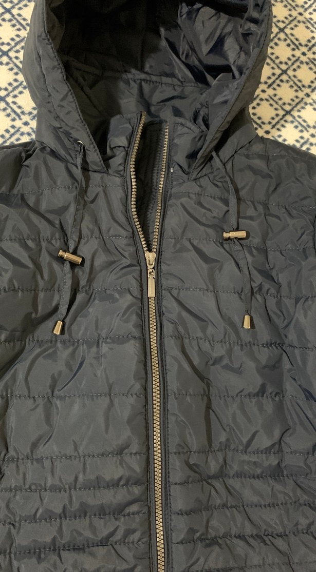 Lacivert Kapüşonlu Kadın Kışlık Mont - Görsel 2