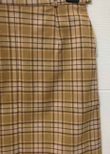 Bej Kareli Midi Etek Tokalı - Görsel 2