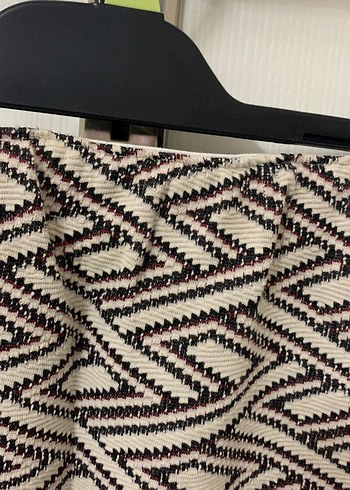 Deri Desenli Örgü Mini Etek - Görsel 3