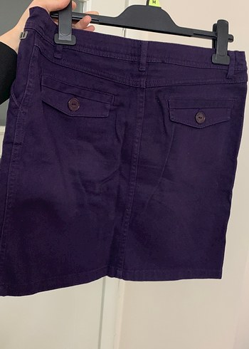 Düğmeli Mor Midi Etek - Görsel 2