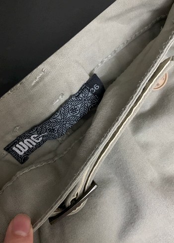 Düğmeli Bej Midi Keten Etek - Görsel 6