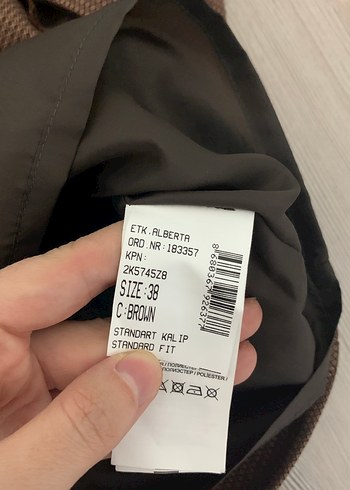 Düğmeli Kadın Kahverengi Desenli Kumaş Etek - Görsel 7