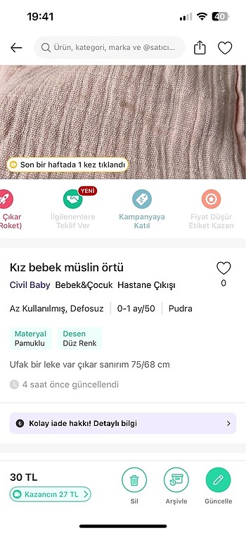 Yenidoğan Beden pembe Renk Müslin kız bebek örtüsü