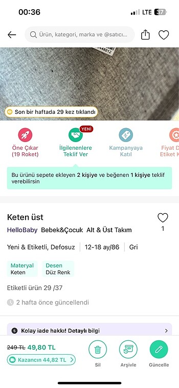 1,5 Yaş Beden gri Renk Kız çocuk kıyafet