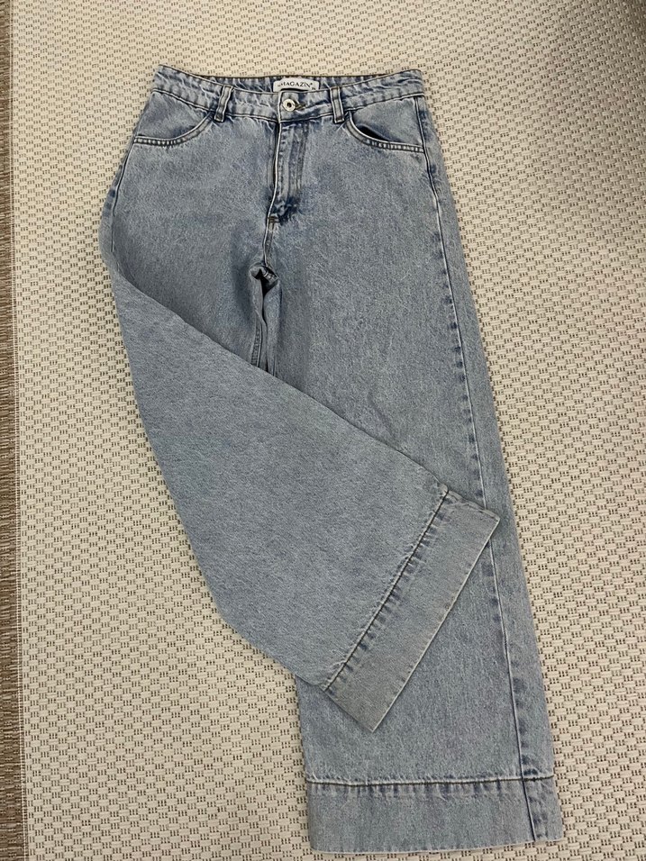 Açık Mavi Yüksek Bel Geniş Paça Jean — görsel 2/3