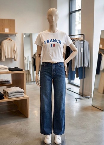 Diğer France Yazili Beyaz Tisort Rahat Ve Sik