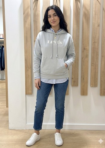 Levis Levi S Gri Kapusonlu Kadin Sweatshirt