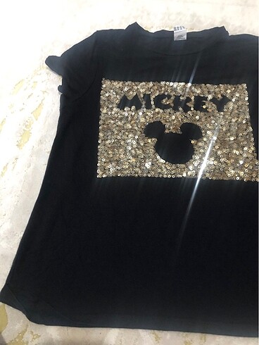 40 Beden Mickey işlemeli bluz tişörtü