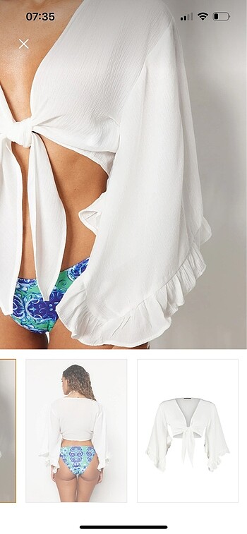 40 Beden Volanlı Crop Bluz