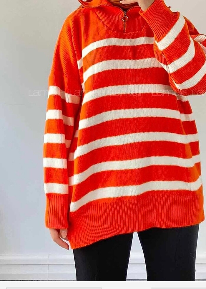 Fermuar detaylı triko kazak - Görsel 4