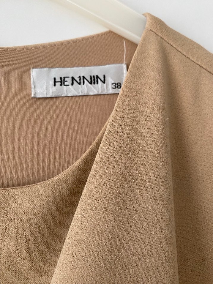 Bej Uzun Kadın Abiye Elbise Tüy Detaylı - Görsel 4