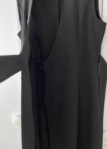 Piliseli Siyah Midi Kolsuz yelek veya elbise - Görsel 5