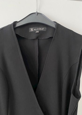 Piliseli Siyah Midi Kolsuz yelek veya elbise - Görsel 2