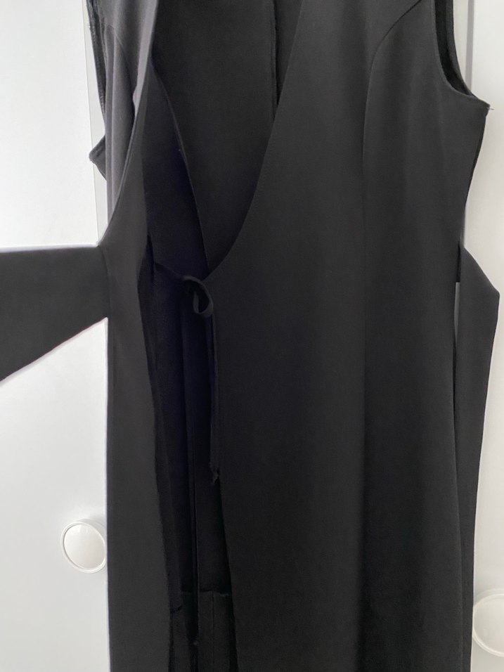 Piliseli Siyah Midi Kolsuz yelek veya elbise - Görsel 5