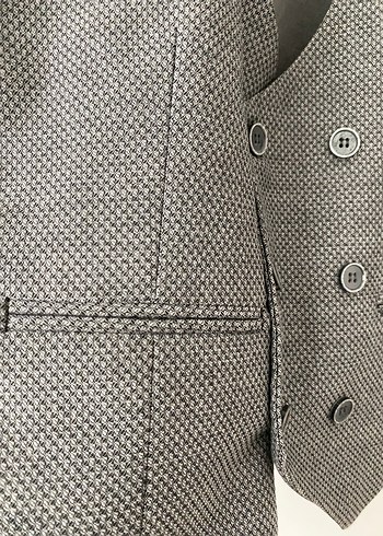 Düğmeli Gri Erkek takım elbise - Görsel 3