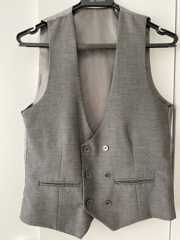 Düğmeli Gri Erkek takım elbise - Görsel 2