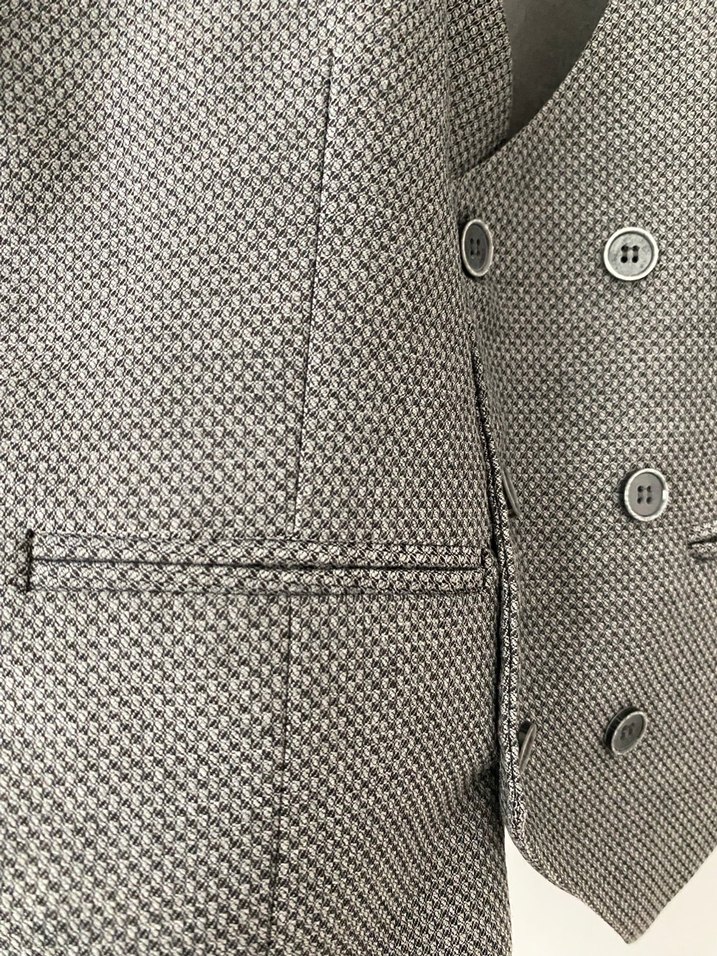 Düğmeli Gri Erkek takım elbise - Görsel 3