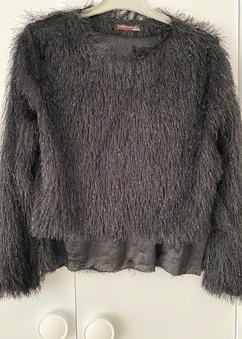 Gri Tüylü Kadın Uzun Kollu Bluz - Görsel 2