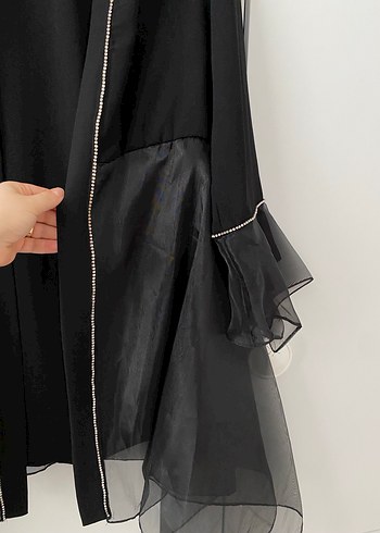 Uzun Siyah Gotik Kadın Ceket - Görsel 3