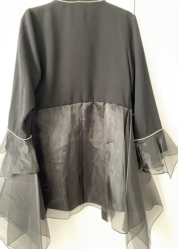 Uzun Siyah Gotik Kadın Ceket - Görsel 4