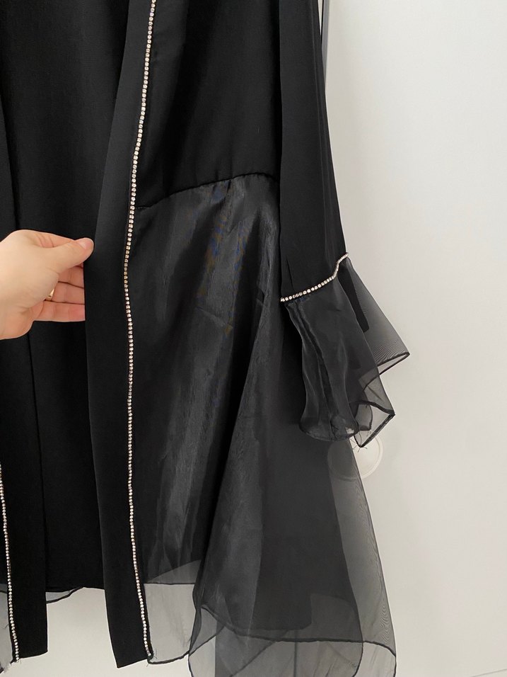 Uzun Siyah Gotik Kadın Ceket - Görsel 3