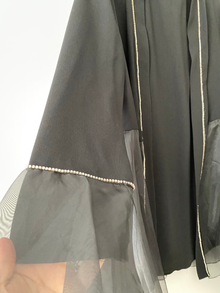 Uzun Siyah Gotik Kadın Ceket - Görsel 2