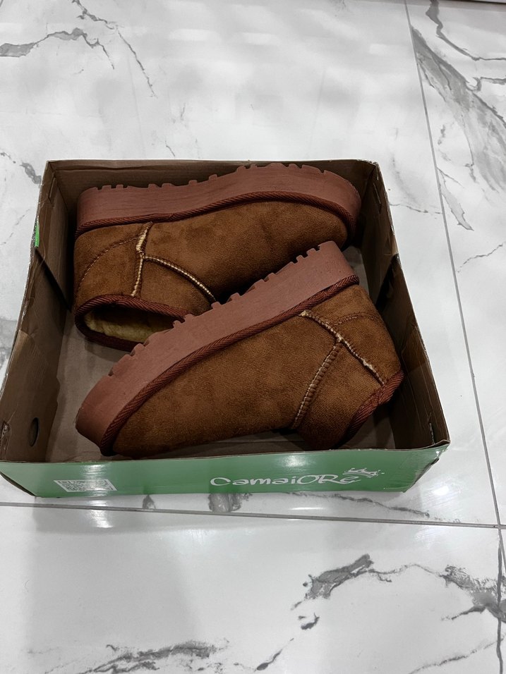 Kahverengi Süet Kürklü Kadın Dolgu Topuk Bot - Görsel 4