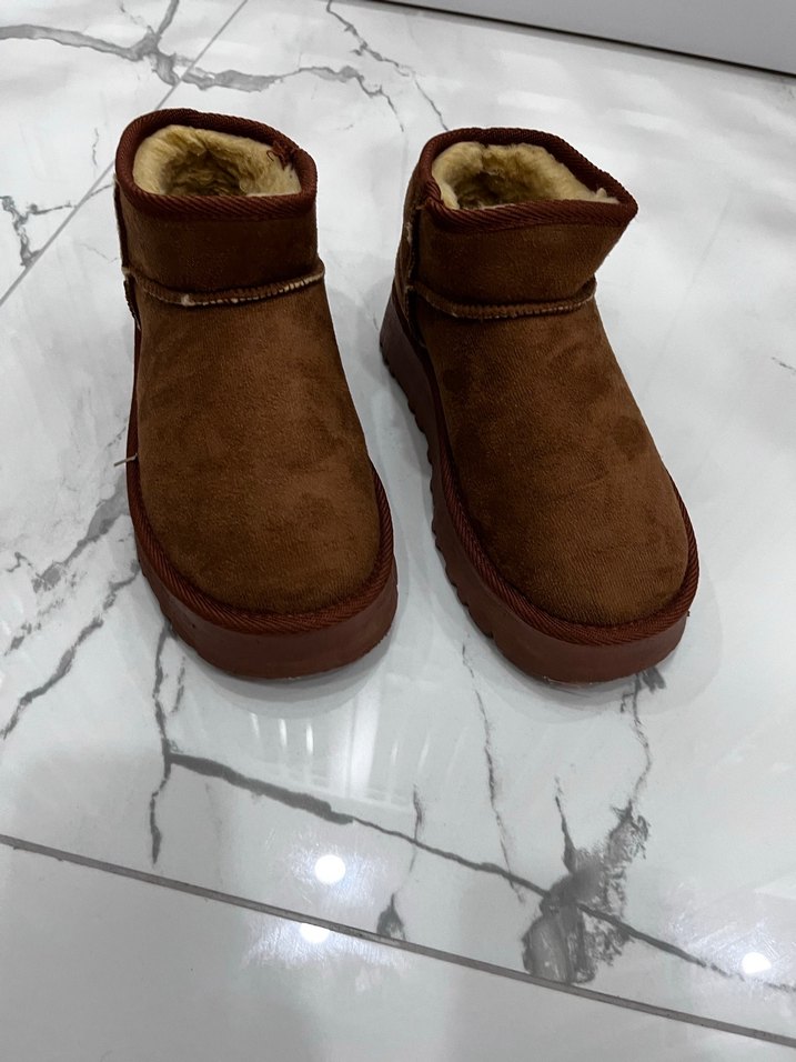 Kahverengi Süet Kürklü Kadın Dolgu Topuk Bot - Görsel 2