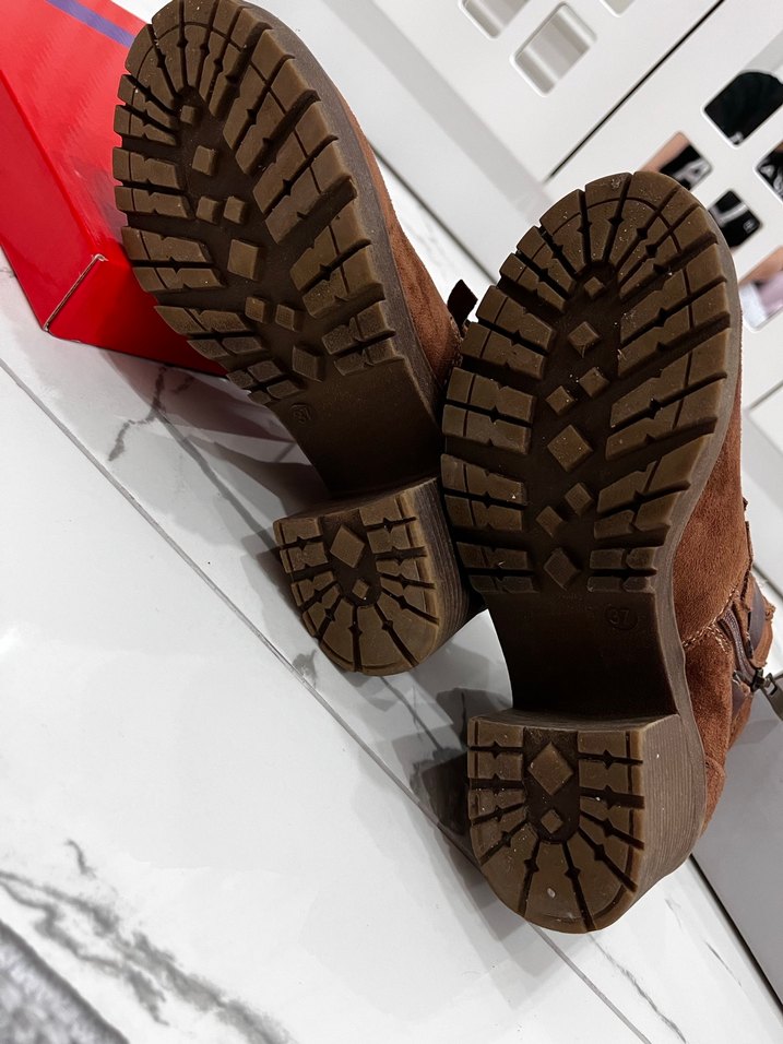 Kahverengi Süet Kadın Dolgu Topuklu Bot - Görsel 4