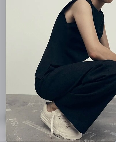 Zara kontrast deri parçalı sneaker