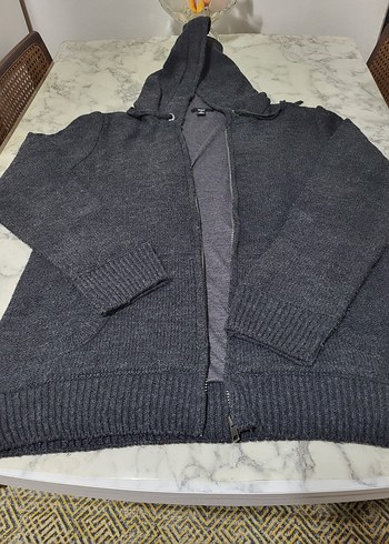 Mavi Jeans Koyu Gri Kapusonlu Triko Hirka
