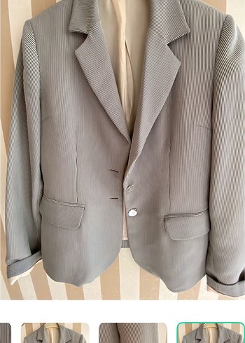 Beymen Gri İnce Cizgili Klasik Blazer Ceket