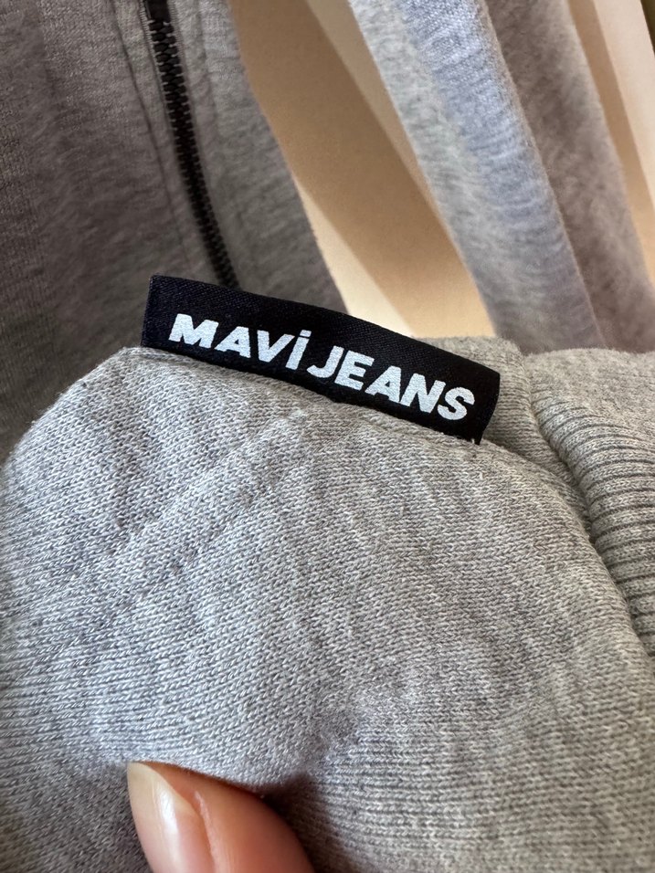 Gri Melanj Kapüşonlu Rahat Sweatshirt — görsel 3/5