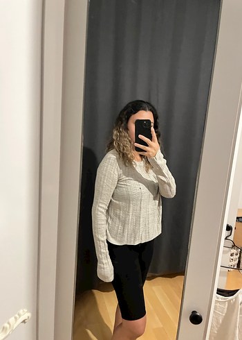 Bershka Bej Kadın Triko Uzun Kollu Sweatshirt